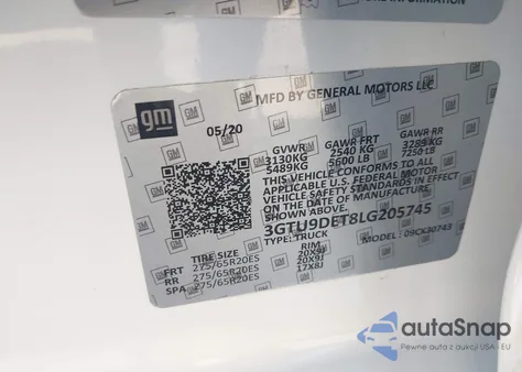 2021 GMC Sierra 1500 4Wd Short Box Slt z USA, uszkodzony, nr VIN 1GTU9DED9MZ384341